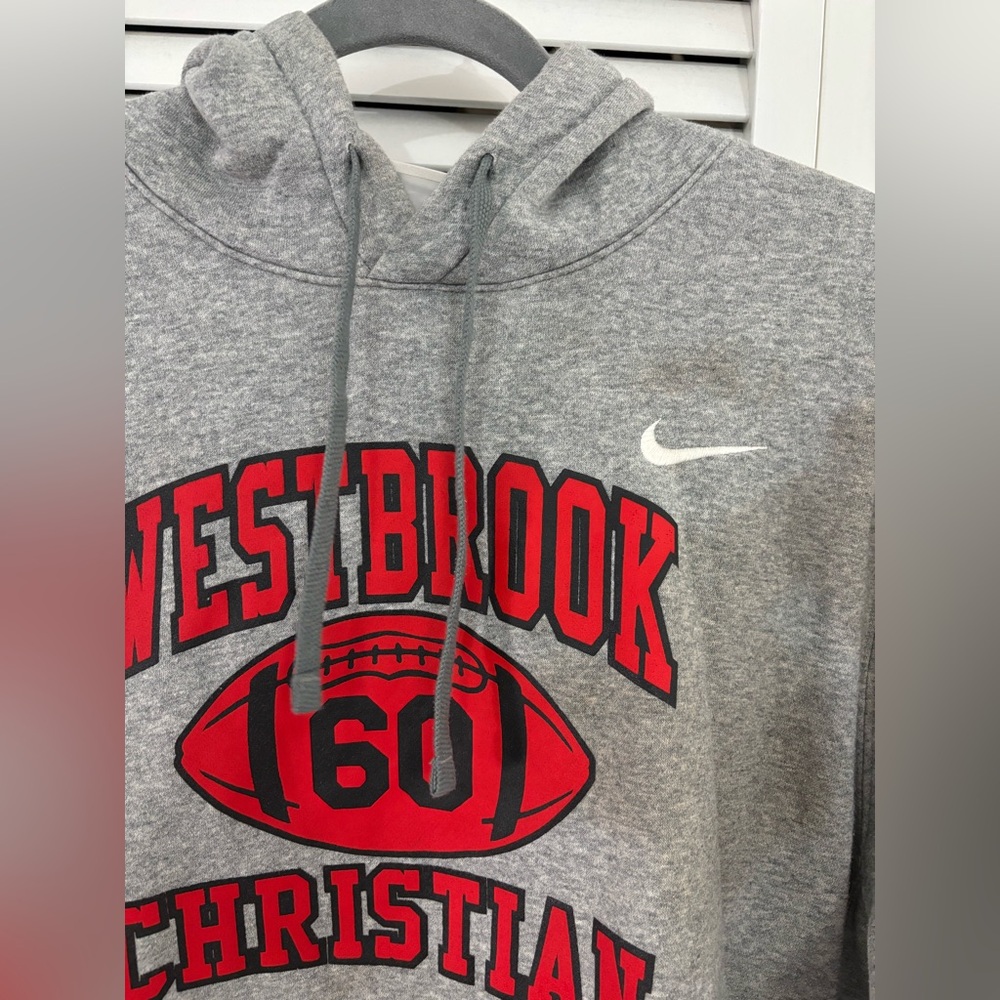 Nike Gray Hoodie with Red Print Size L - Picture 3 of 10